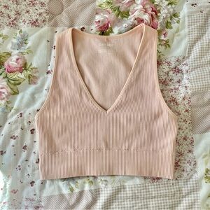 Garage Pink Ribbed Crop Top